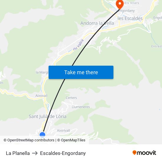 La Planella to Escaldes-Engordany map