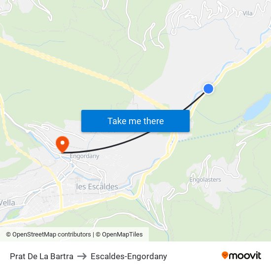 Prat De La Bartra to Escaldes-Engordany map