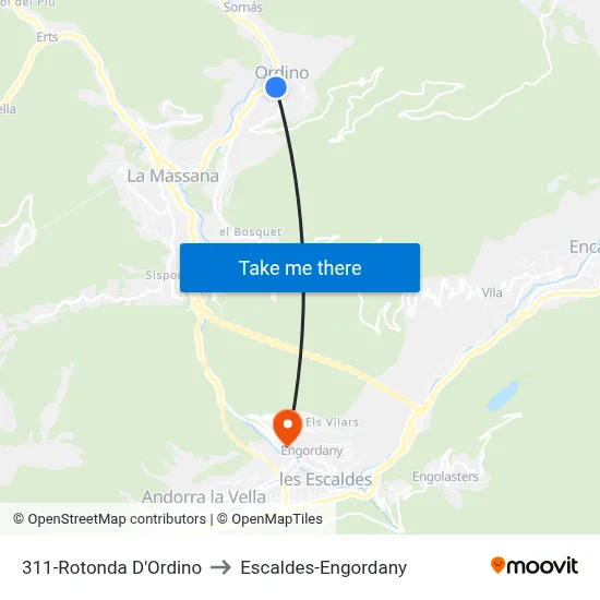 311-Rotonda D'Ordino to Escaldes-Engordany map