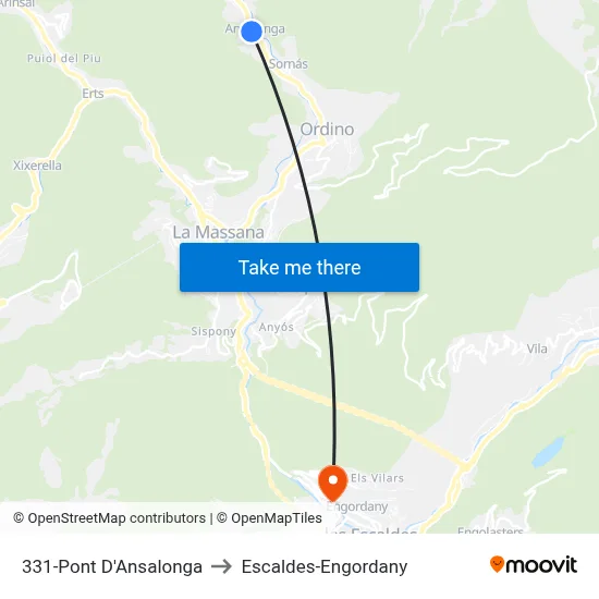 331-Pont D'Ansalonga to Escaldes-Engordany map