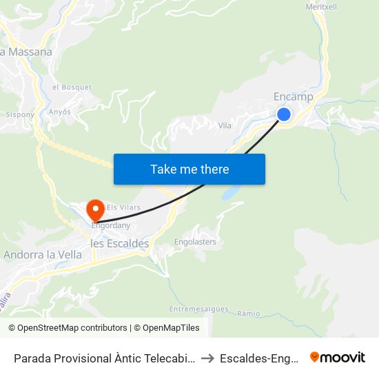 Parada Provisional Àntic Telecabina Baixada to Escaldes-Engordany map