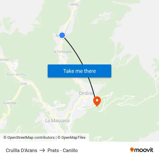 Cruïlla D'Arans to Prats - Canillo map