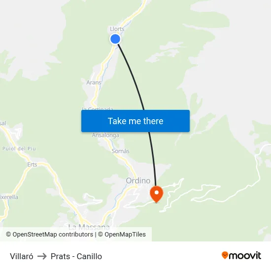 Villaró to Prats - Canillo map