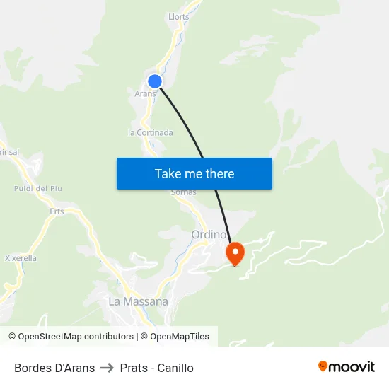 Bordes D'Arans to Prats - Canillo map