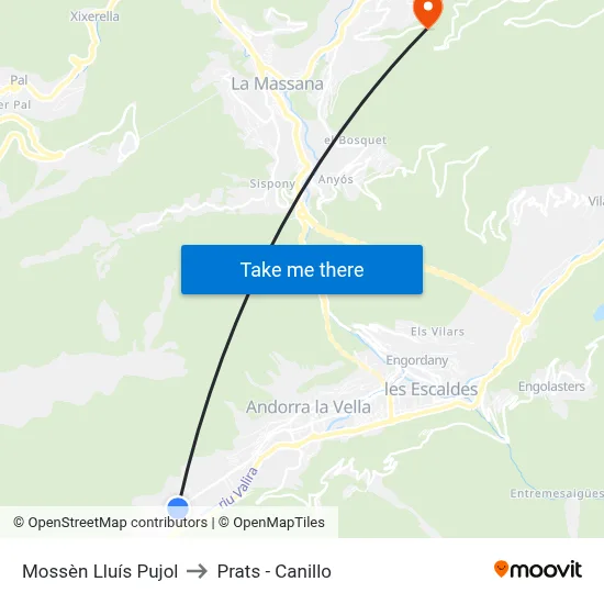 Mossèn Lluís Pujol to Prats - Canillo map