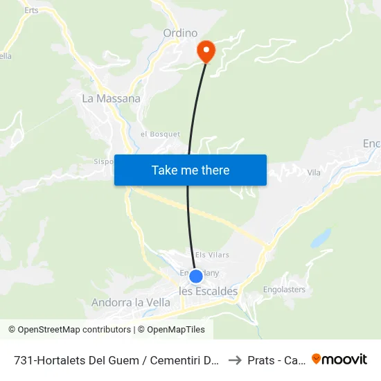 731-Hortalets Del Guem / Cementiri Del Pessebre to Prats - Canillo map