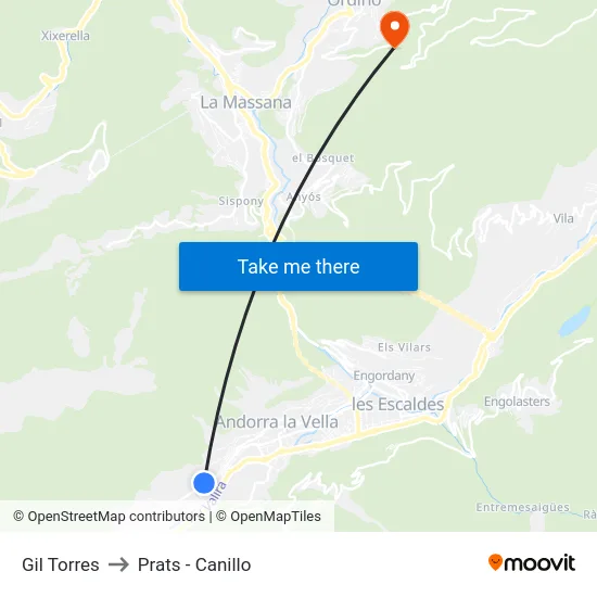 Gil Torres to Prats - Canillo map