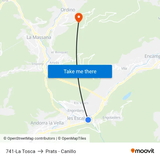 741-La Tosca to Prats - Canillo map