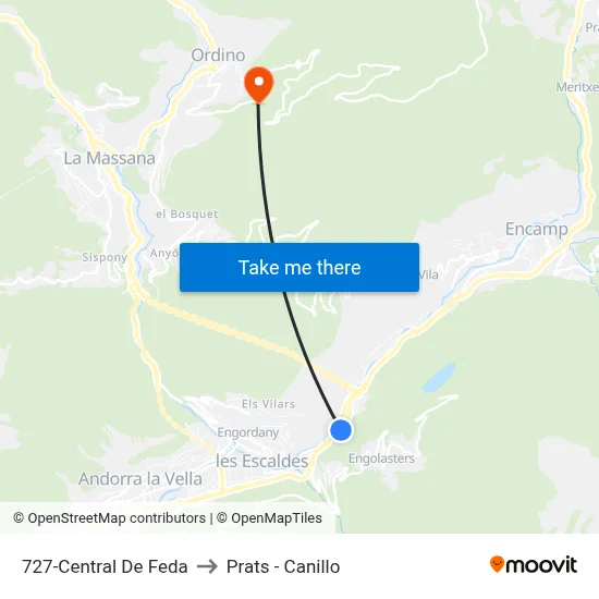 727-Central De Feda to Prats - Canillo map