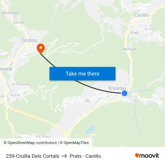 259-Cruïlla Dels Cortals to Prats - Canillo map