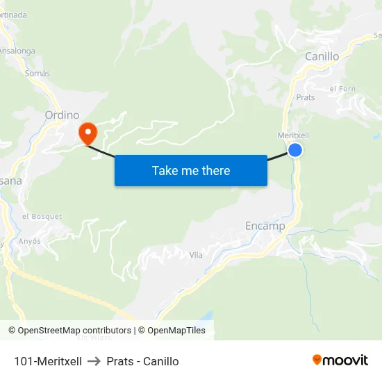 101-Meritxell to Prats - Canillo map