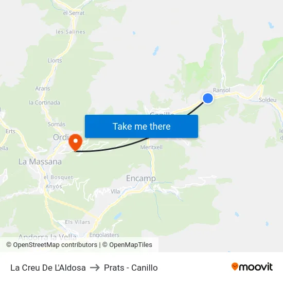 131-La Creu De L'Aldosa to Prats - Canillo map