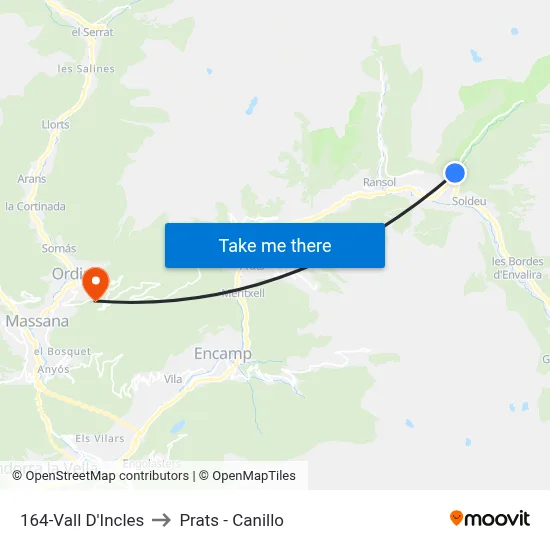 164-Vall D'Incles to Prats - Canillo map