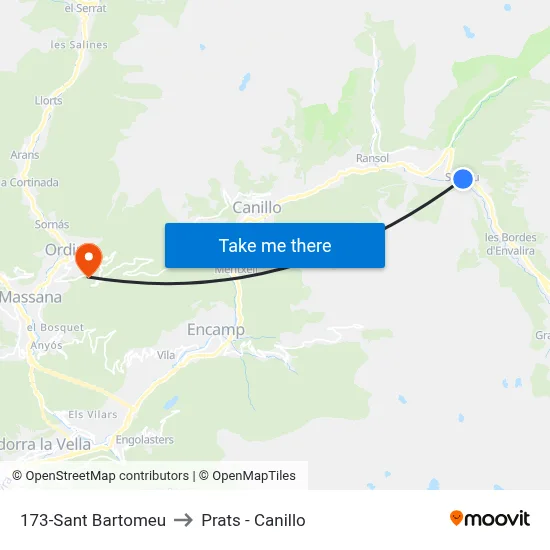 173-Sant Bartomeu to Prats - Canillo map