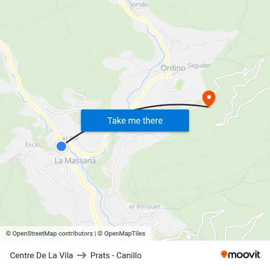 Centre De La Vila to Prats - Canillo map