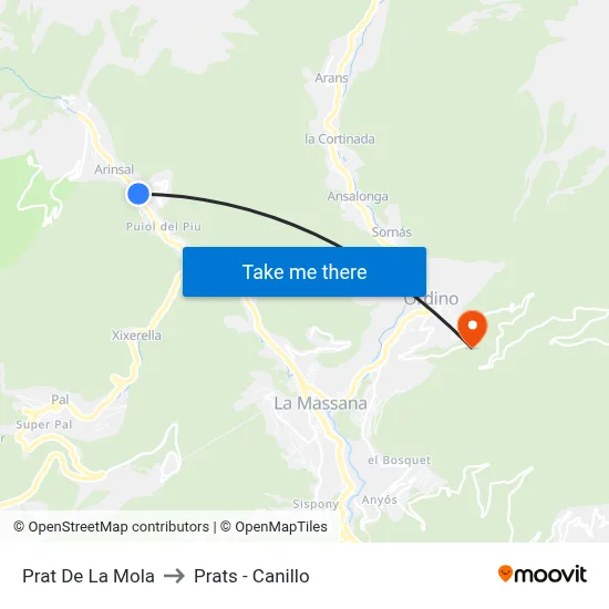 Prat De La Mola to Prats - Canillo map