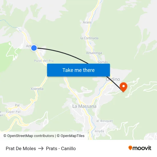Prat De Moles to Prats - Canillo map