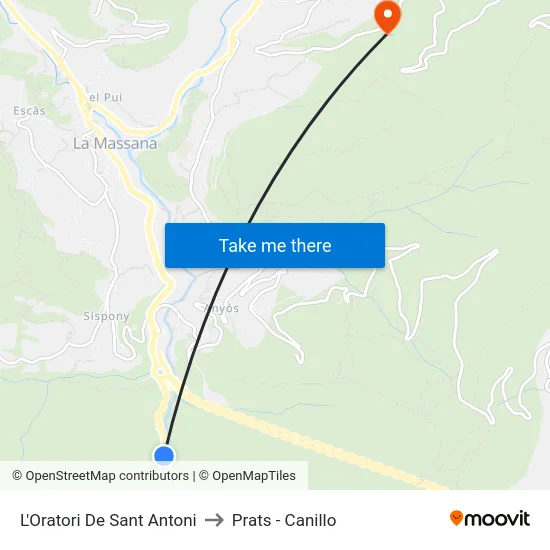 L'Oratori De Sant Antoni to Prats - Canillo map