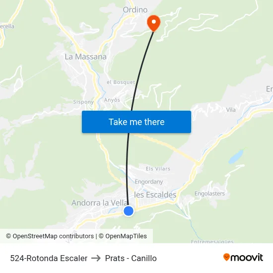524-Rotonda Escaler to Prats - Canillo map