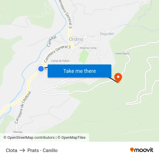 Clota to Prats - Canillo map