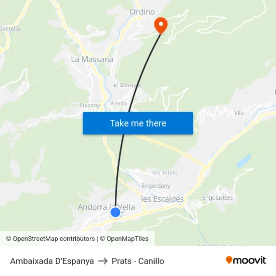Ambaixada D'Espanya to Prats - Canillo map