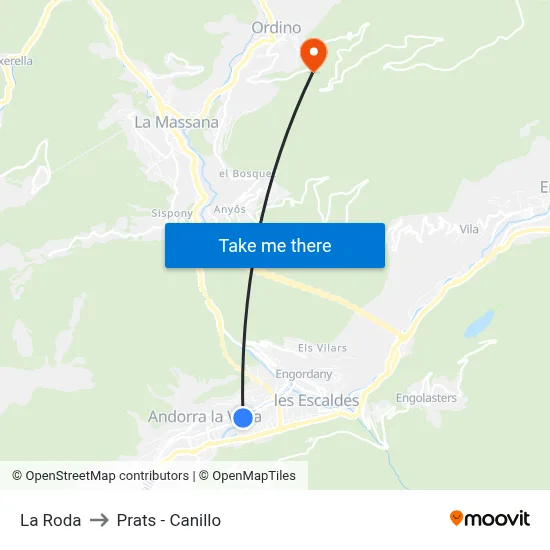 La Roda to Prats - Canillo map