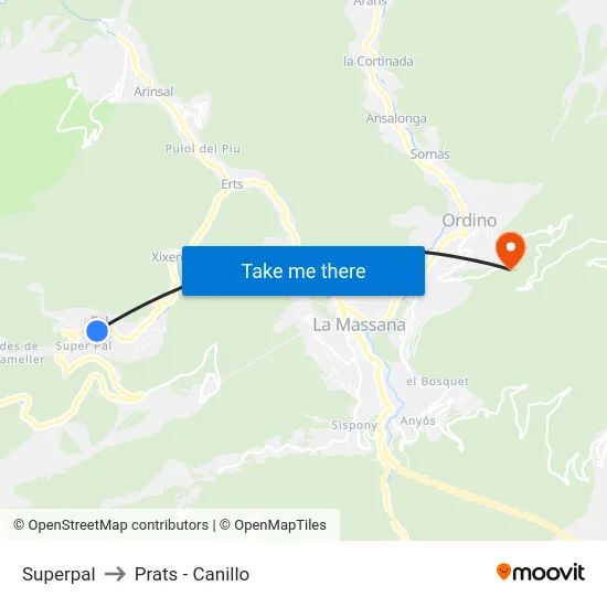 Superpal to Prats - Canillo map