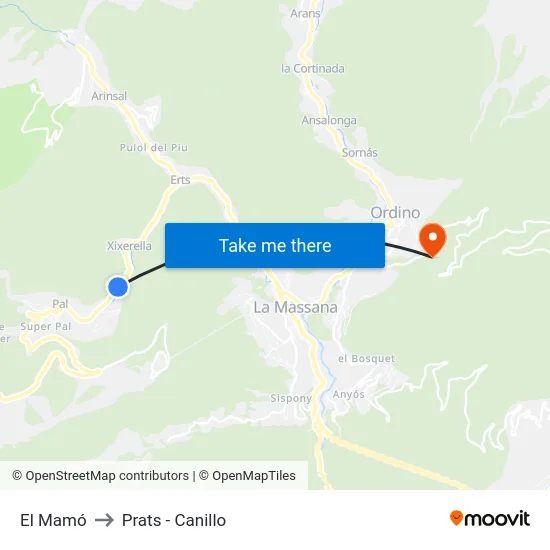 El Mamó to Prats - Canillo map