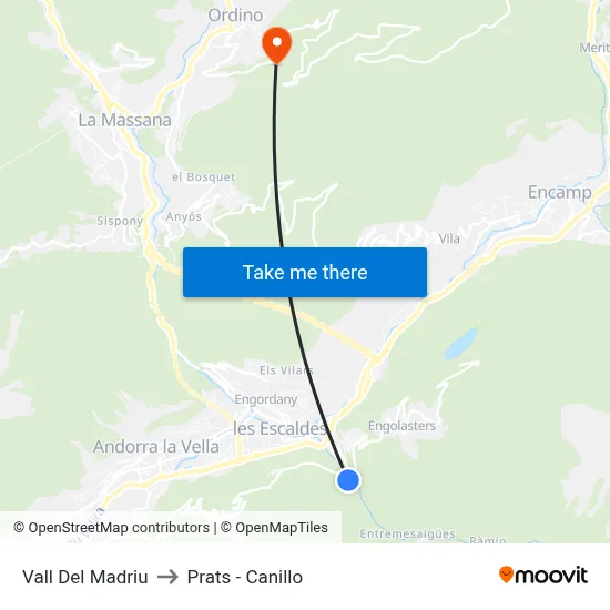 Vall Del Madriu to Prats - Canillo map