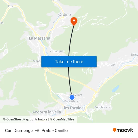 Can Diumenge to Prats - Canillo map