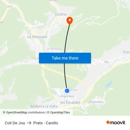 Coll De Jou to Prats - Canillo map