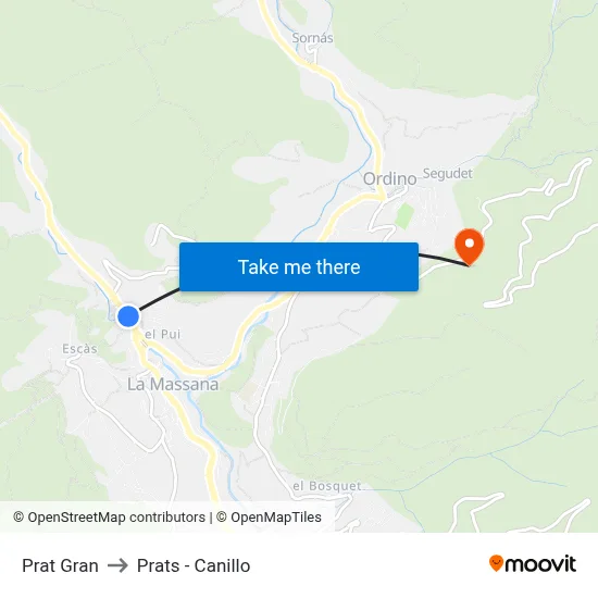 Prat Gran to Prats - Canillo map