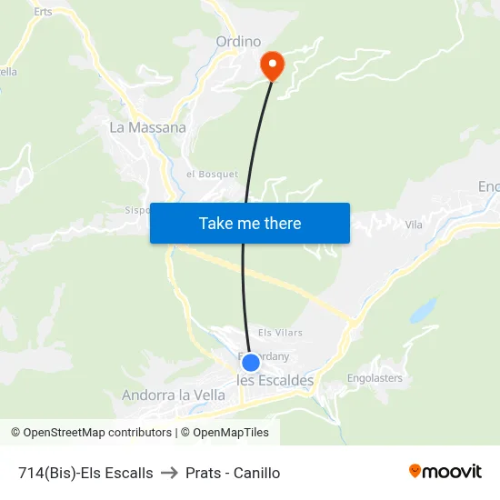 714(Bis)-Els Escalls to Prats - Canillo map