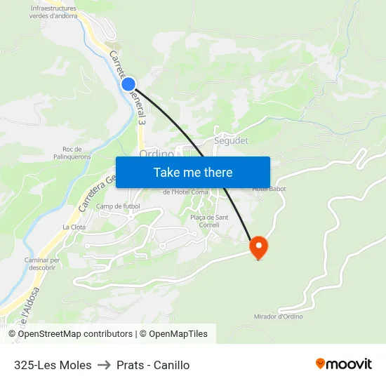 325-Les Moles to Prats - Canillo map