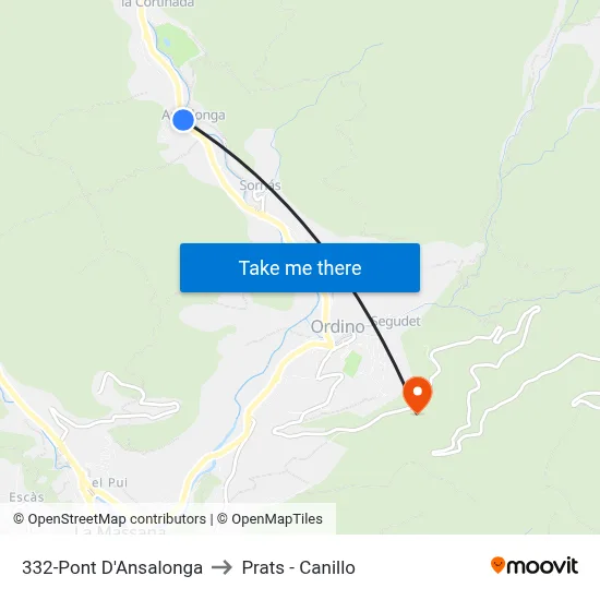 332-Pont D'Ansalonga to Prats - Canillo map