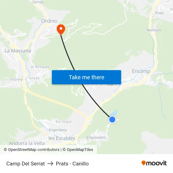 Camp Del Serrat to Prats - Canillo map