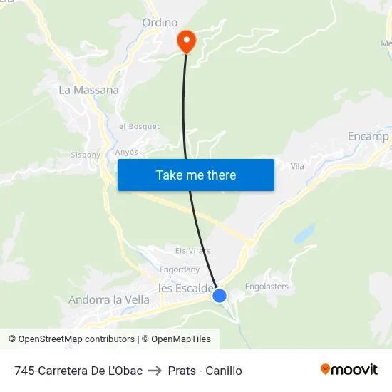 745-Carretera De L'Obac to Prats - Canillo map