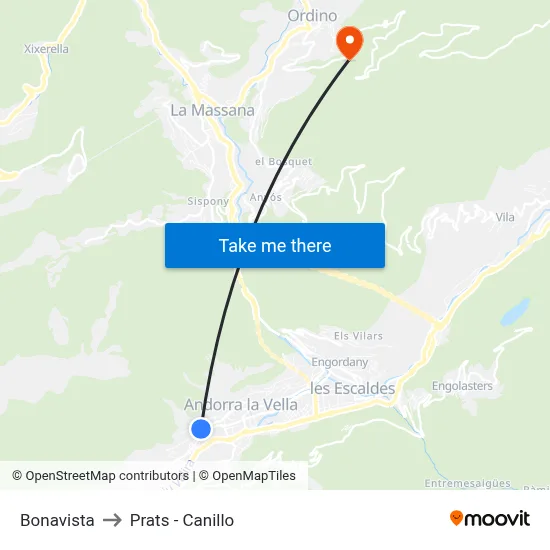 Bonavista to Prats - Canillo map