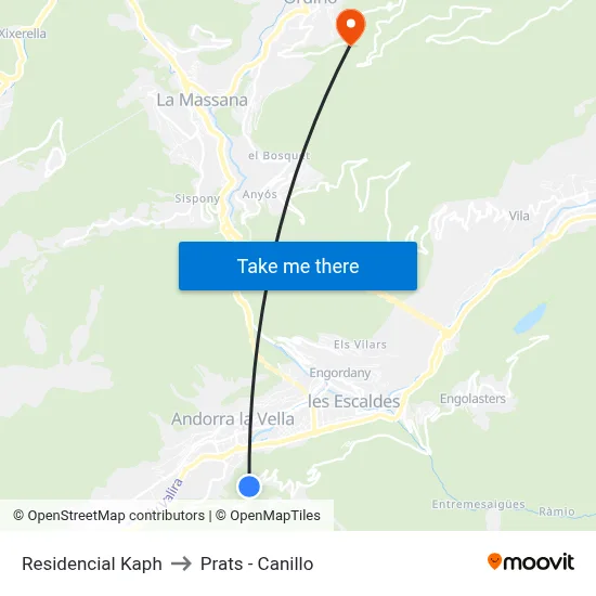Residencial Kaph to Prats - Canillo map
