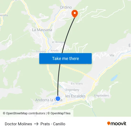Doctor Molines to Prats - Canillo map