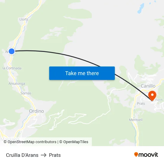 Cruïlla D'Arans to Prats map