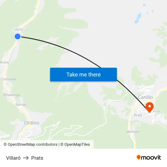 Villaró to Prats map