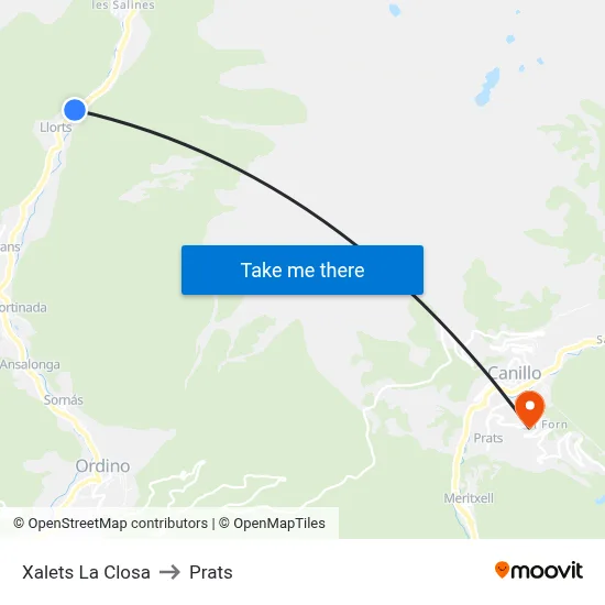 Xalets La Closa to Prats map