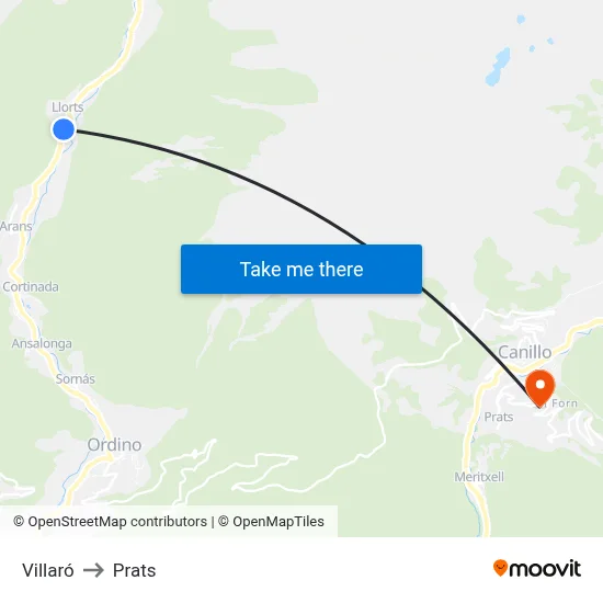 Villaró to Prats map