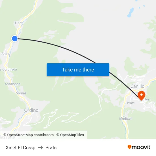 Xalet El Cresp to Prats map
