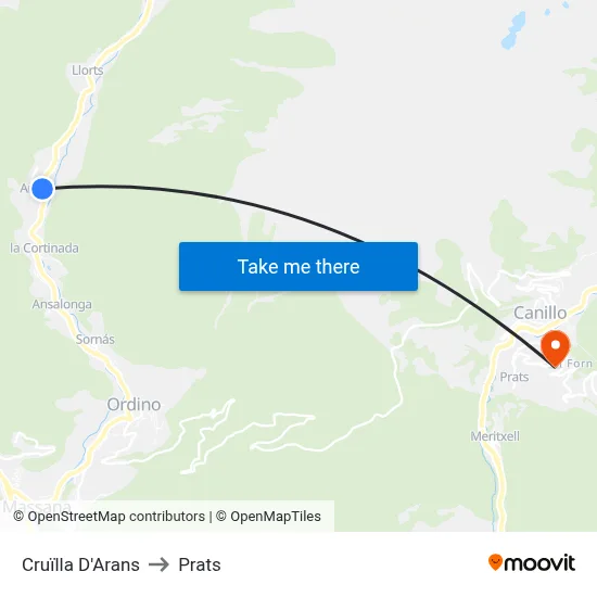 Cruïlla D'Arans to Prats map
