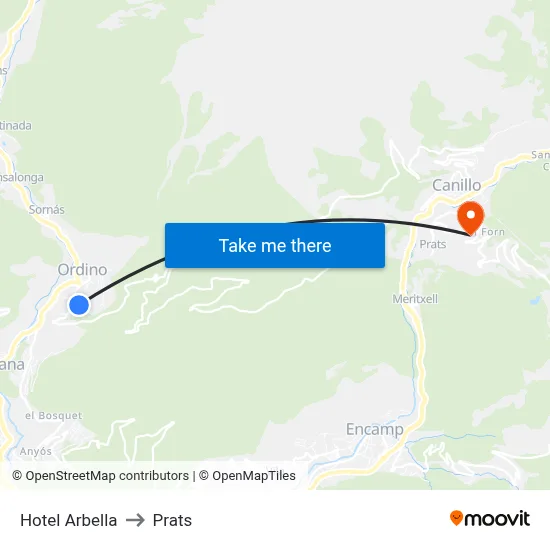 Hotel Arbella to Prats map