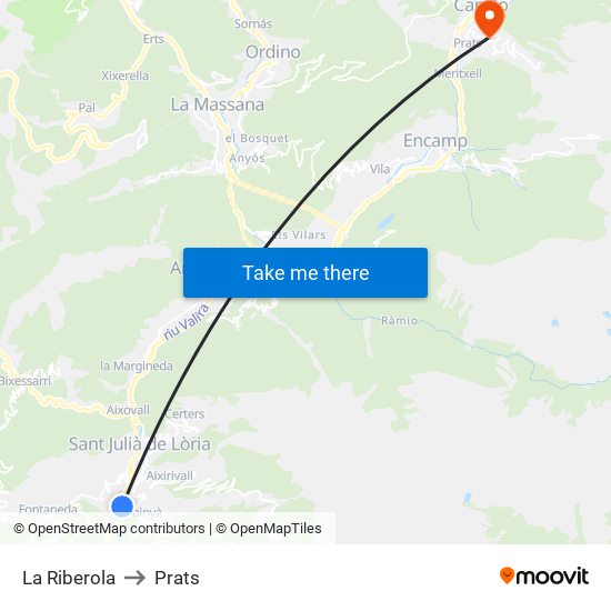 La Riberola to Prats map