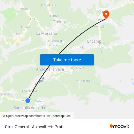 Ctra. General - Aixovall to Prats map