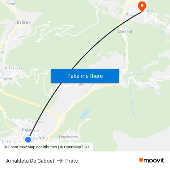 Arnaldeta De Caboet to Prats map